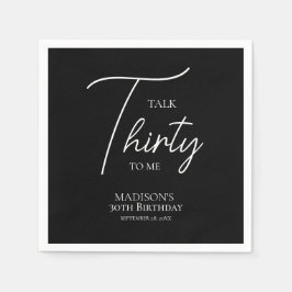 30thブラック&ホワイト誕生日 スタンダードカクテルナプキン