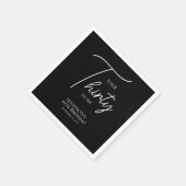 30thブラック&ホワイト誕生日 スタンダードカクテルナプキン (角)