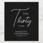 30thブラック&ホワイト誕生日 ワインラベル (シングルラベル)