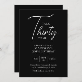 30thブラック&ホワイト誕生日 招待状