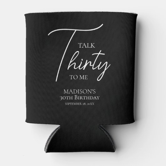 30thブラック&ホワイト誕生日 缶クーラー (正面)