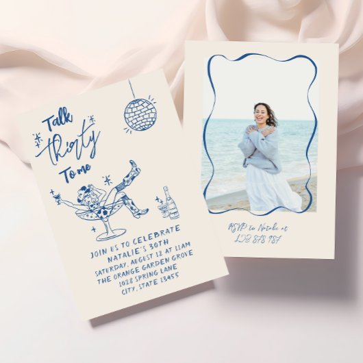 30thブルードドル女性のカーボーイ沿岸写真誕生日 招待状