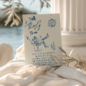 30thブルーハンドドロー女性のカーボーイ沿岸おもしろい誕生日 招待状