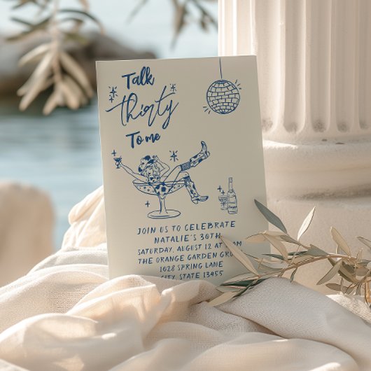 30thブルーハンドドロー女性のカーボーイ沿岸おもしろい誕生日 招待状