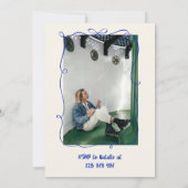 30thブルーハンド描きシャンパンケーキ誕生日写真 招待状 (裏面)