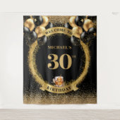 30thマンはっきりした誕生日ウイスキーお祝いバックドロ タペストリー (正面)