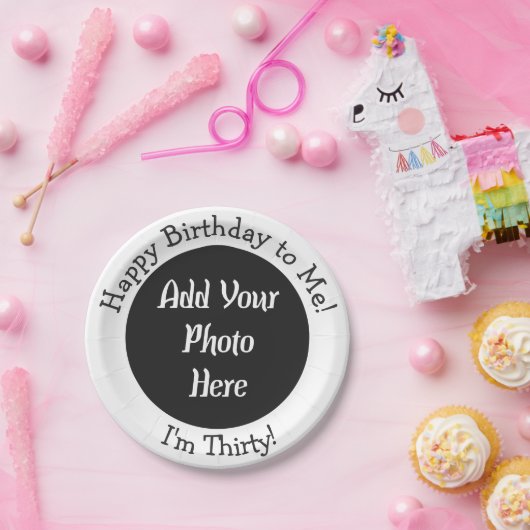 30th誕生日あなたの写真を追加カスタム紙プレート ペーパープレート (パーティー)