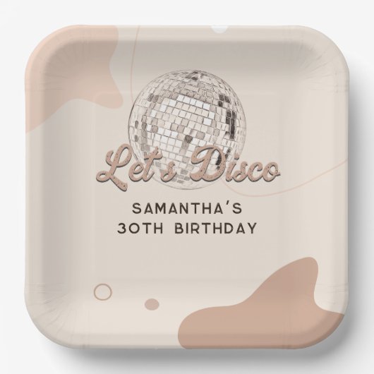 30th誕生日お祝い70sレトロディスコパーティー ペーパープレート (正面)