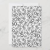 30th誕生日の乱数パターン黒/白 招待状 (裏面)