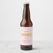 30th誕生日の名前1992ピンクグレーシエレガントック ビールラベル (正面)
