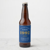 30th誕生日の名前1992青い金ゴールドシック ビールラベル (正面)