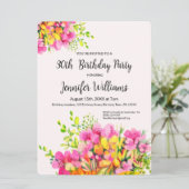 30th誕生日の招待状、ピンクとオレンジの花 招待状 (スタンド正面)