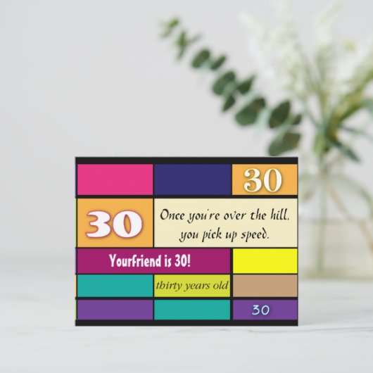 30th誕生日はがき ポストカード (スタンド正面)