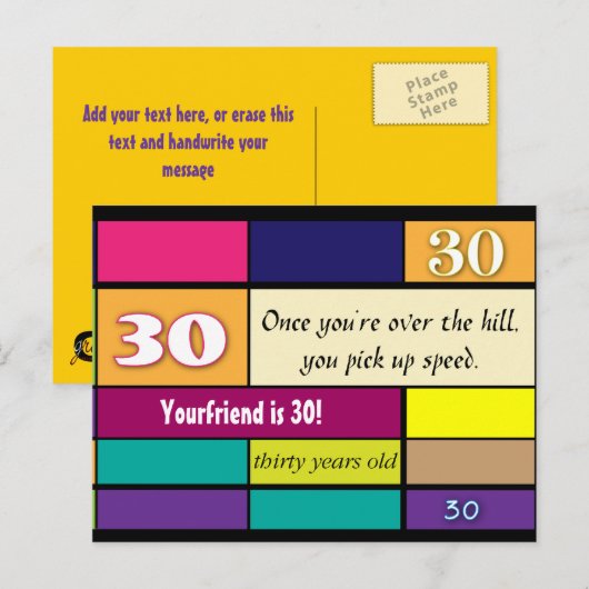 30th誕生日はがき ポストカード (正面/裏面)