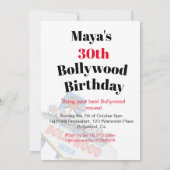 30th誕生日インディアンボリウッドカラフルパーティー 招待状 (裏面)