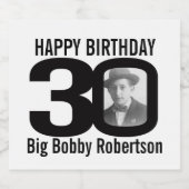 30th誕生日カスタム写真名ラベル ビールラベル (シングルラベル)