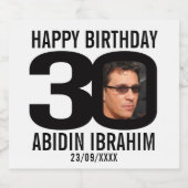 30th誕生日カスタム写真名ラベル ビールラベル (シングルラベル)