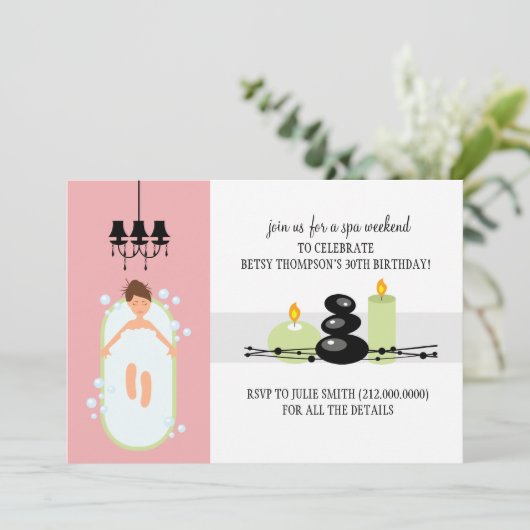 30th誕生日ガーリースパウィークエンドゲートウェイ招待状 招待状 (スタンド正面)