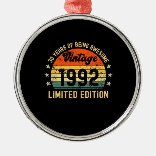 30th誕生日ギフトヴィンテージ1992限定版 メタルオーナメント (正面)