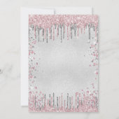 30th誕生日シルバーピンクグリッタードリップラグジュアリー 招待状 (裏面)