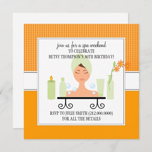 30th誕生日スパウィークエンドゲタウェイ招待状 招待状 (正面/裏面)