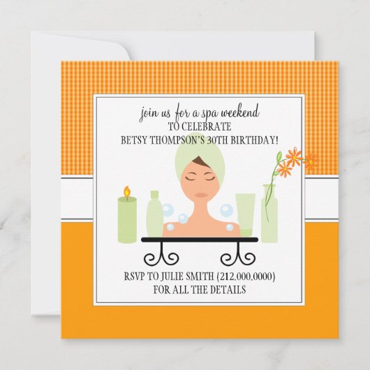30th誕生日スパウィークエンドゲタウェイ招待状 招待状 (正面)