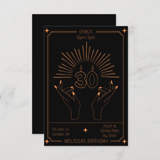 30th誕生日タロットカードパーティの招待状 招待状 (正面/裏面)