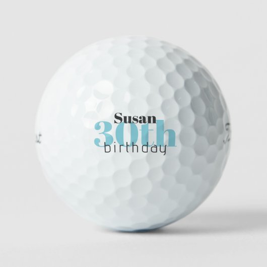 30th誕生日ターコイズカスタムタイトルリストPro V1 ゴルフボール (正面)