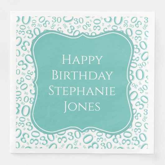 30th誕生日ティール(緑がかった色)ランダムパターン30 (正面)