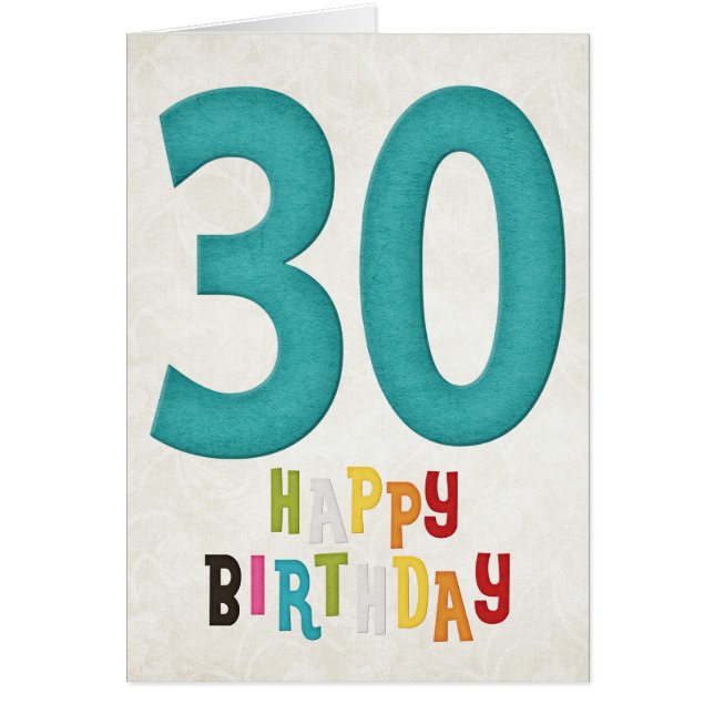 30th誕生日ハッピーバースデーカードデザイン3 (正面)