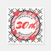 30th誕生日ハートファンキー紙ナプキンス スタンダードカクテルナプキン (正面)