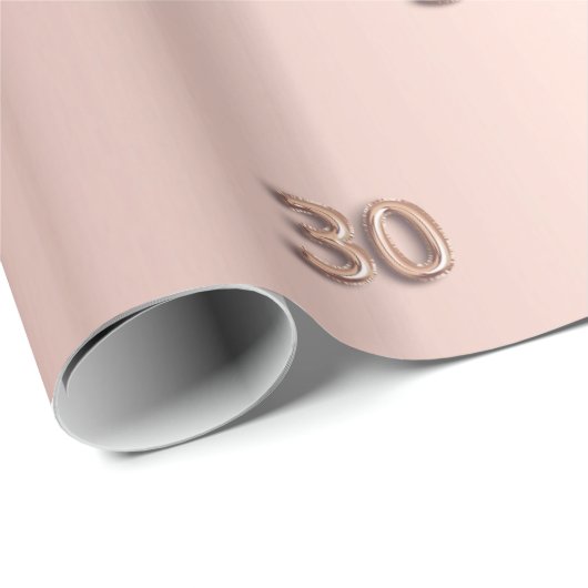 30th誕生日バラ金ゴールドグリッタードリップピンク ラッピングペーパー (ロールコーナー)