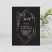 30th誕生日バラ金ゴールド幾何学黒 招待状 (スタンド正面)