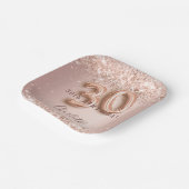 30th誕生日バラ金ゴールド赤面グリッター名 ペーパープレート (傾斜あり)