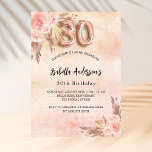 30th誕生日パンパスグラスバラ金ゴールド花 インビテーションポストカード<br><div class="desc">バラ金ゴールド、赤面ピンク素朴なグラデーション背景。飾バラ金ゴールドとピンクの花模様、バラ、パンパスグラスと。名前とパーティー・詳細のパーソナライズおよび追加30番はバ書ロンスタイルフォント。</div>