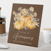 30th誕生日パーティーかぼちゃ秋フラワーウェルカム 台座サイン (インサイチュ)
