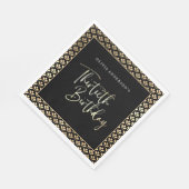 30th誕生日パーティーの白黒と金ゴールドスクリプト スタンダードランチョンナプキン (角)