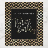 30th誕生日パーティーの白黒と金ゴールドスクリプト ワインラベル (シングルラベル)