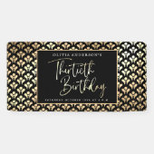 30th誕生日パーティーの白黒と金ゴールドスクリプト 横断幕 (横)