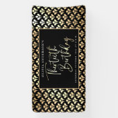 30th誕生日パーティーの白黒と金ゴールドスクリプト 横断幕 (縦)