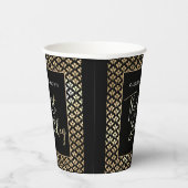 30th誕生日パーティーの白黒と金ゴールドスクリプト 紙コップ (右)