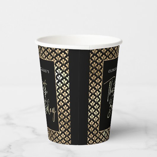 30th誕生日パーティーの白黒と金ゴールドスクリプト 紙コップ (右)