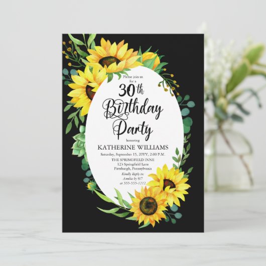 30th誕生日パーティーひまわり |ユーカリフローラ 招待状 (スタンド正面)