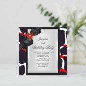 30th誕生日パーティーアニマルプリントレッドホワイトブラック 招待状 (スタンド正面)