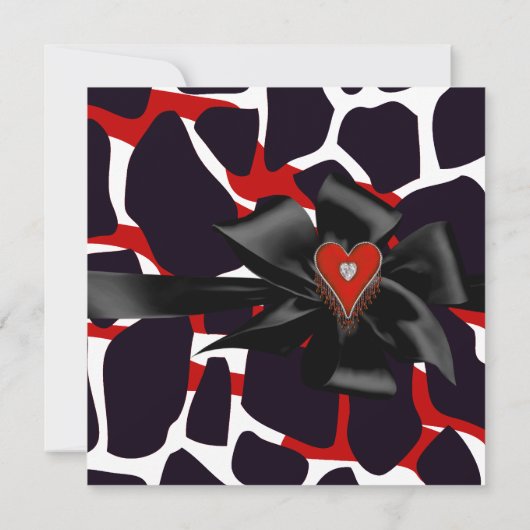 30th誕生日パーティーアニマルプリントレッドホワイトブラック 招待状 (裏面)