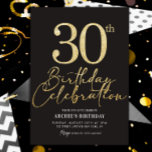 30th誕生日パーティーエレガントブラック&金ゴールドグリッター 招待状<br><div class="desc">30th Birthdayパーティーエレガントブラック&金ゴールドグリッター招待状このシンプルと招待テンプレートを使モダン用しよう！単に文字を編集し、それをダウンロードまたはプリントする！</div>