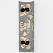 30th誕生日パーティーシルバーグリッター パーソナライズされた 横断幕 (縦)
