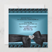 30th誕生日パーティーシルバーハートティール（緑がかった色）ブルーブラック 招待状 (裏面)