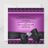 30th誕生日パーティーシルバーハートパープルブラック 招待状 (裏面)