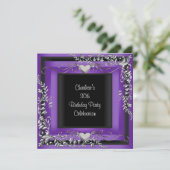 30th誕生日パーティーシルバーパープル 招待状 (スタンド正面)